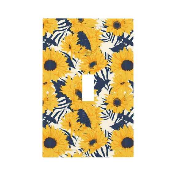 Rocae Blue Striped Sunflower for Decorator Light Switch or Receptacle Outlet Wall Plate,Polycarbonate Thermoplastic-Style T