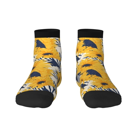 Rocae Blue Striped Sunflower for Premium Adult Socks,Comfortable, Breathable, and Durable Socks, Perfect for Everyday Wear