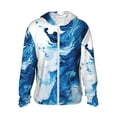 thumbnail image 1 of Rocae Blue White Fluid Art Breathable Sun Protection Hoodie Quick-Dry Lightweight Long Sleeve Hoodie Unisex Running Sports Shirt-Large, 1 of 7