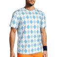 thumbnail image 1 of Rocae Blue and White Squares for Men's Mesh Quick-Dry Short Sleeve Workout T-Shirt,Mens Crew Neck Tee Lightweight Soft Classic T Shirts Small, 1 of 9