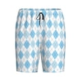 thumbnail image 1 of Rocae Blue and White Squares for Men's Soft Sleep Pajama Shorts, Waistband and Pockets, 1 of 9