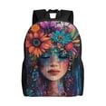 thumbnail image 1 of Rocae Bohemian Colorful Flower Woman print Computer Bag with Separate Compartment, Suitable for 15 inch Laptop Backpack, Gift for Men and Women, 1 of 5