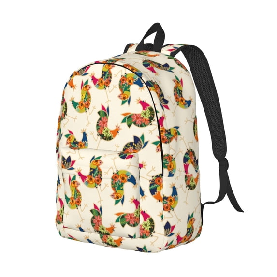Rocae Boho Chicken for Durable Canvas Backpack Leisure Large Bag Travel Rucksack Multi-function Backpack Small