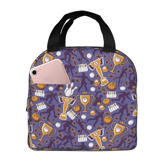 Rocae Bowling Game for Insulated Lunch Bag for Women Men,Large Lunch Box for Work School Picnic Hiking Daytrip