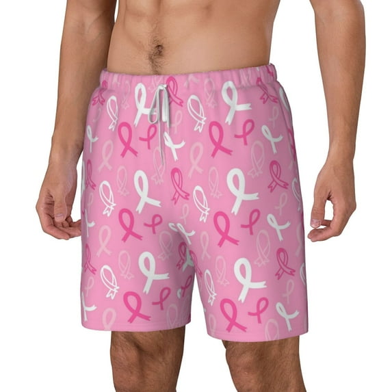 Rocae Breast Cancer Awareness (3) for Men's Swim Trunks Quick Dry With Two Side Pockets and One Lined Patch PocketX-Large