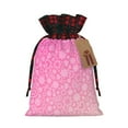 thumbnail image 1 of Rocae Breast CancerN Ribbons Awareness Print Christmas Drawstring Linen Gift Bag with Drawstrings Treat Bag Goody Present Bags for Christmas Party Favor, 1 of 8