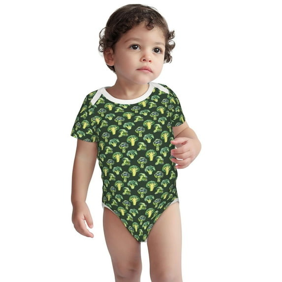 Rocae Broccoli 3 for Baby Cotton Short-Sleeve Bodysuits for Unisex Onesies Bodysuit-3 Months
