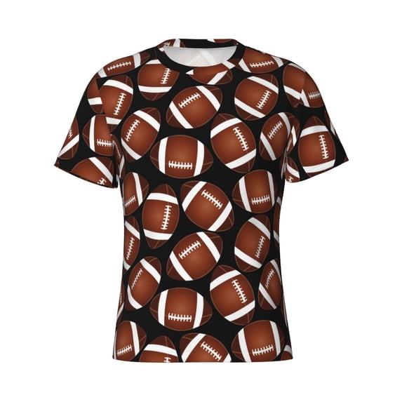 Rocae Brown Football On Black for Men's Moisture-Wicking Crew Tee - T-Shirt for Sports, Outdoor Activities, and Casual WearSmall