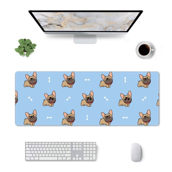 Rocae Brown French Bulldog for Gaming Mouse Pad, Mouse Pad Large, Office Computer Keyboard Mousepad, Keyboard and Mouse Pad with Stitched Edges,31.5 x 11.8 in