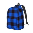 thumbnail image 1 of Rocae Buffalo Plaid Blue Black for Durable Canvas Backpack Leisure Large Bag Travel Rucksack Multi-function Backpack Small, 1 of 8