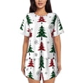 thumbnail image 1 of Rocae Buffalo Plaid Christmas Trees for Two Piece Sleepwear Pajamas Sets for Women Soft Short-Sleeved Pjs with Lounge Shorts 4X-Large, 1 of 9