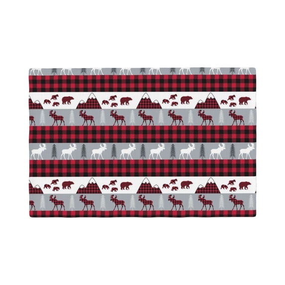 Rocae Buffalo Plaid Forest Printed Heat Resistant Place Mats,Classic Hemstitch Cloth Fabric Placemats Imitation Linen Place Mat Table Mats 18x12 inch