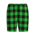 thumbnail image 1 of Rocae Buffalo Plaid Green Black for Men's Soft Sleep Pajama Shorts, Waistband and Pockets, 1 of 9