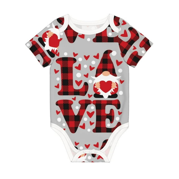 Rocae Buffalo Plaid Love And Gnome for Baby Climbing Clothes Soft Baby Romper for Active Infants Comfortable and Breathable Crawling Jumpsuit Unisex Baby Outfit 3 Months
