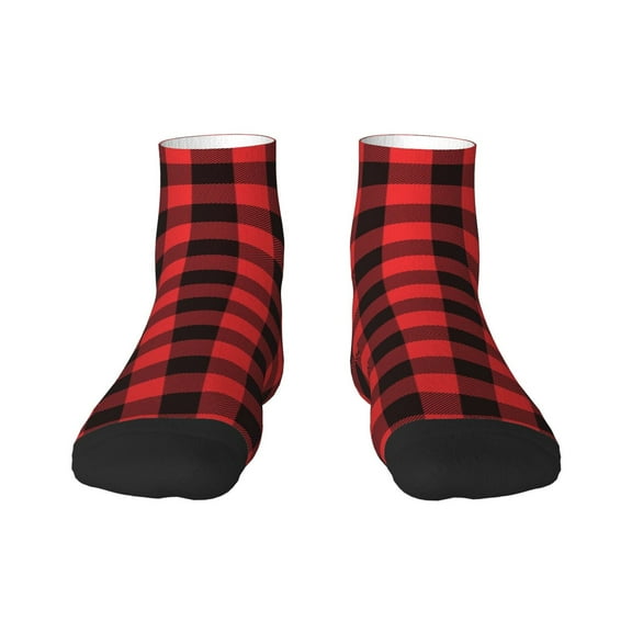 Rocae Buffalo Plaid Red Black for Premium Adult Socks,Comfortable, Breathable, and Durable Socks, Perfect for Everyday Wear