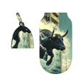 Rocae Bull Charging Through Waves for Baby Swaddle Blanket with Hats