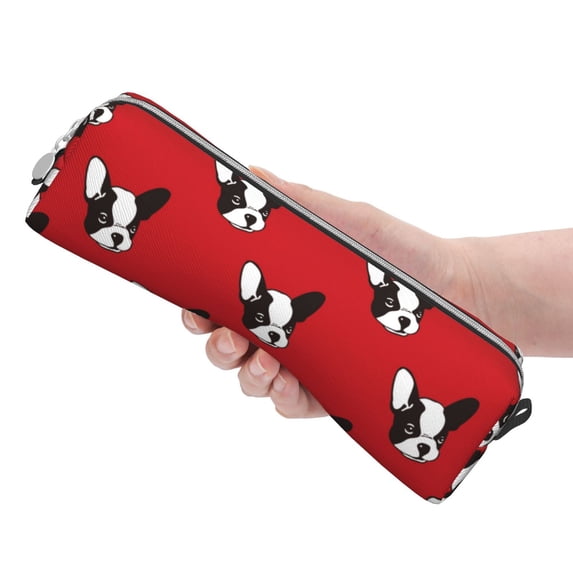 Rocae Bulldog Red for Pen and Marker Pouch with Zipper for Men and Women, Stationery Bag Pen Holder for Work and Office
