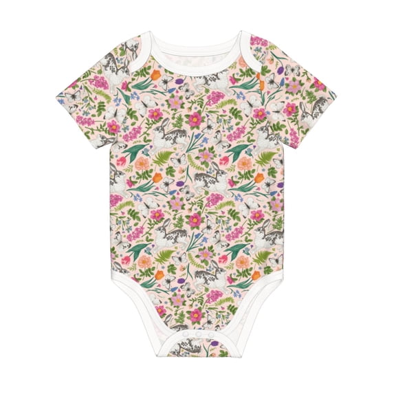Rocae Bunny Floral for Baby Climbing Clothes Soft Baby Romper for Active Infants Comfortable and Breathable Crawling Jumpsuit Unisex Baby Outfit 12 Months