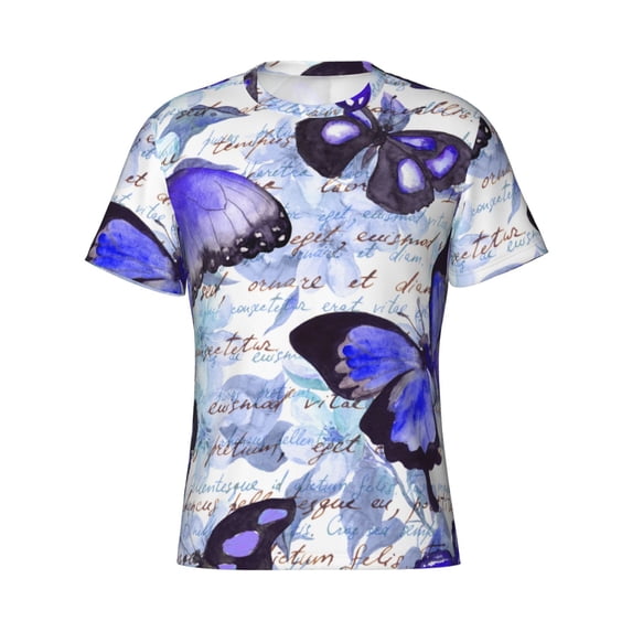 Rocae Butterflies for Men's Moisture-Wicking Crew Tee - T-Shirt for Sports, Outdoor Activities, and Casual WearSmall