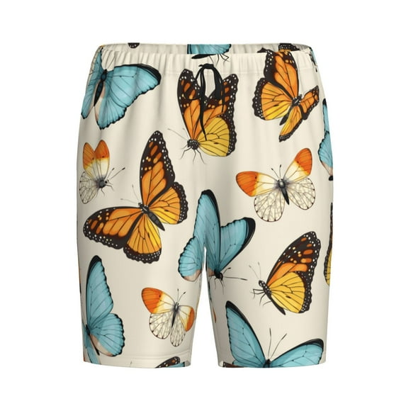 Rocae Butterflies for Men's Soft Sleep Pajama Shorts, Waistband and Pockets