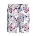thumbnail image 1 of Rocae Butterflies in Pastel for Men's Soft Sleep Pajama Shorts, Waistband and Pockets, 1 of 9