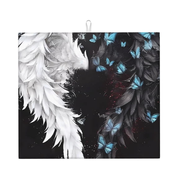 Rocae Butterfly Angel Wings Art for Drying Mat for Kitchen 16*18 inch Easy to Clean Dish Rack Pad
