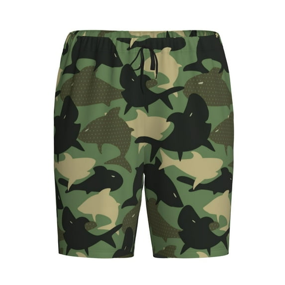 Rocae Camouflage Shark for Men's Soft Sleep Pajama Shorts, Waistband and Pockets