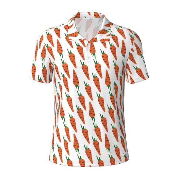 Rocae Carrot for Men's Short Sleeve Polo Shirt, Quick Drying Performance Moisture Wicking Sports Men's Golf Shirt XX-Large