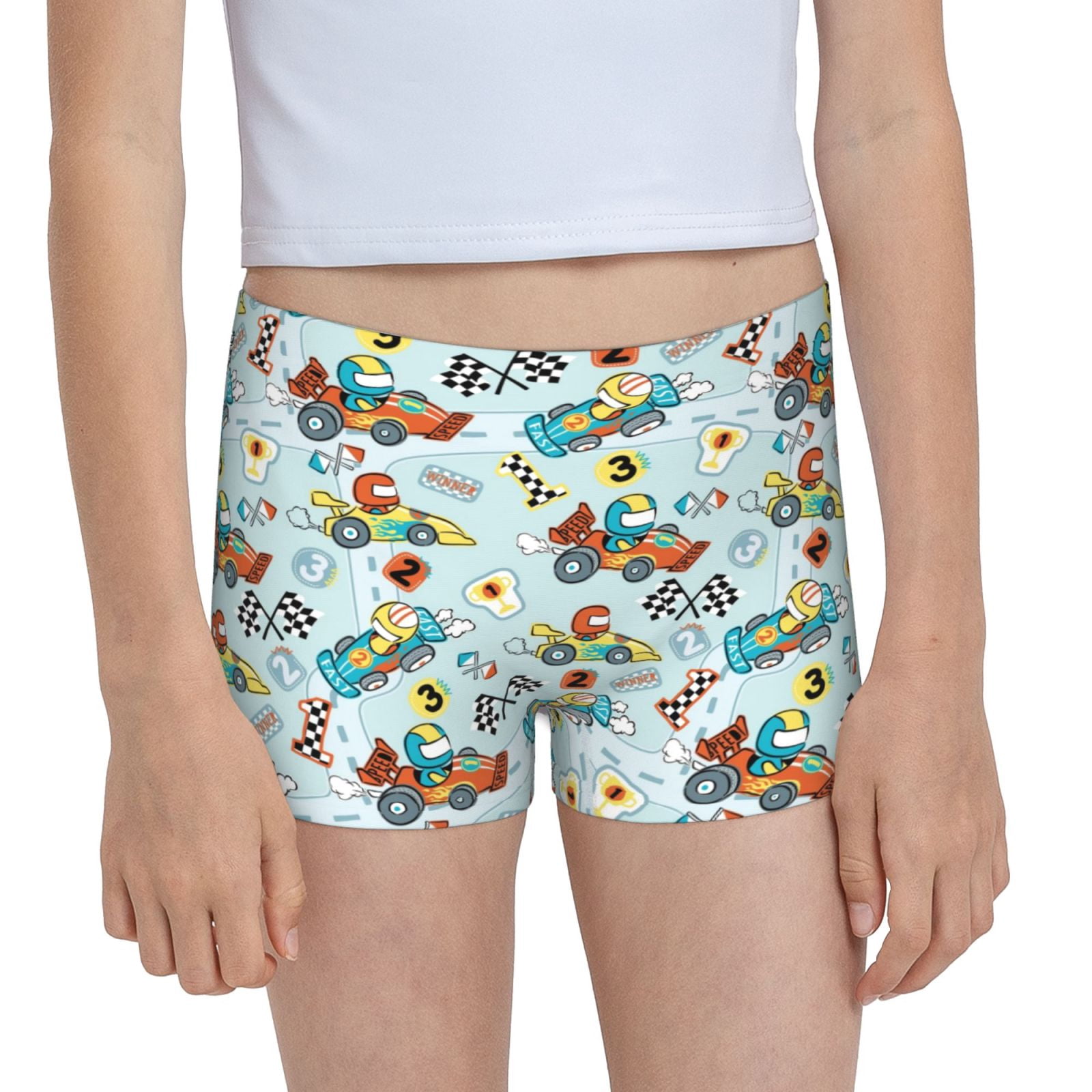 Female Racing Briefs Rocae Cartoon Car Racing for Girls' Cotton Boxer Briefs, Soft Mid-rise ...
