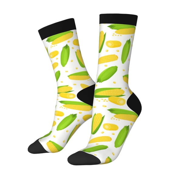 Rocae Cartoon Corn for Adult Socks Casual Athletic Stretchy Loose Socks for Women Men Non-Slip Middle Tube Socks