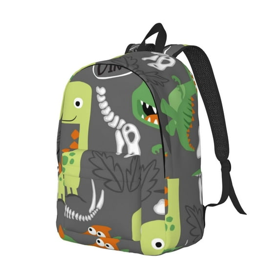 Rocae Cartoon Dinosaurs for Durable Canvas Backpack Leisure Large Bag Travel Rucksack Multi-function Backpack Medium