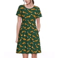 thumbnail image 1 of Rocae Cartoon Fox 1 for Dresses Summer Casual Ruffle Short Sleeve Cute Crew Neck Flowy Dress with Pockets, 1 of 6