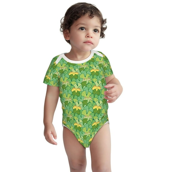 Rocae Cartoon Frog And Lotus Leaf for Baby Cotton Short-Sleeve Bodysuits for Unisex Onesies Bodysuit-3 Months