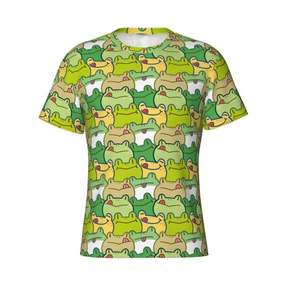 Rocae Cartoon Frog for Men's Moisture-Wicking Crew Tee - T-Shirt for Sports, Outdoor Activities, and Casual WearSmall