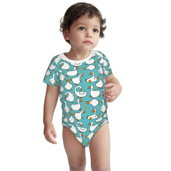 Rocae Cartoon Funny Goose for Baby Cotton Short-Sleeve Bodysuits for Unisex Onesies Bodysuit-3 Months