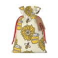thumbnail image 1 of Rocae Cartoon Honey Pot Bee Sunflower for Christmas Drawstring Linen Gift Bag with Drawstrings Treat Bag Goody Present Bags for Christmas Party Favor-Medium, 1 of 9