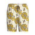 thumbnail image 1 of Rocae Cartoon Honey Pot Bee Sunflower for Men's Soft Sleep Pajama Shorts, Waistband and Pockets, 1 of 9