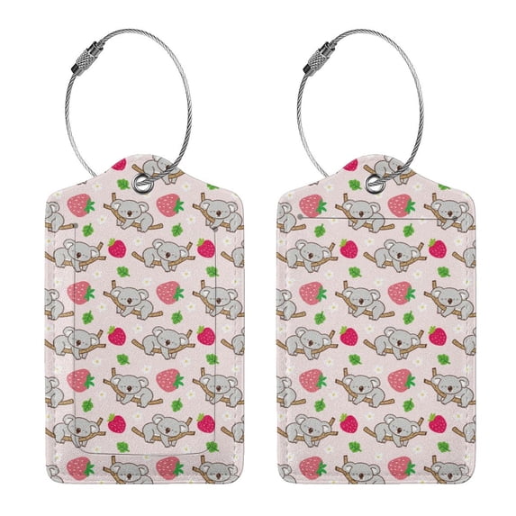 Rocae Cartoon Koala Bear for Leather Luggage Baggage Tags ID Label Privacy Cover ID Label with Stainless Steel Loop and Address Card