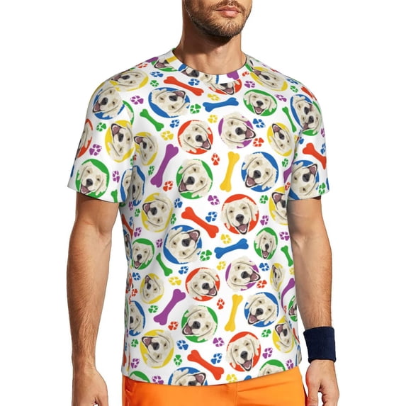 Rocae Cartoon Labrador Retriever for Men's Mesh Quick-Dry Short Sleeve Workout T-Shirt,Mens Crew Neck Tee Lightweight Soft Classic T Shirts 6X-Large