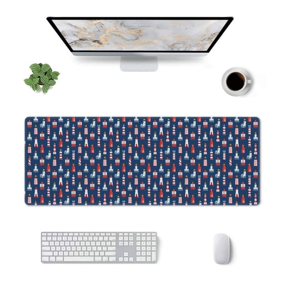 Rocae Cartoon Lighthouse for Gaming Mouse Pad, Mouse Pad Large, Office Computer Keyboard Mousepad, Keyboard and Mouse Pad with Stitched Edges,31.5 x 11.8 in