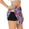 thumbnail image 1 of Rocae Cartoon Lobsters 2 for Women's Athletic Shorts Workout Hiking Shorts Athletic Shorts for Running, Yoga, Gym, Sports-Small, 1 of 7