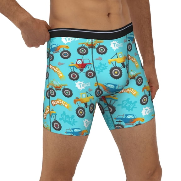 Rocae Cartoon Monster Truck for Stretch Moisture-Wicking Underwear,Men's Underwear Boxer Briefs Medium