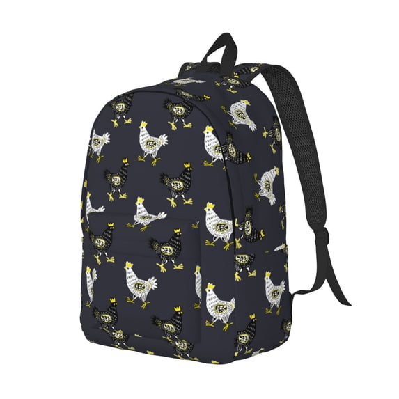 Rocae Cartoon Rooster for Durable Canvas Backpack Leisure Large Bag Travel Rucksack Multi-function Backpack