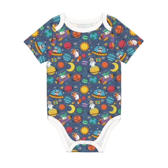Rocae Cartoon Space for Baby Climbing Clothes Soft Baby Romper for Active Infants Comfortable and Breathable Crawling Jumpsuit Unisex Baby Outfit 12 Months