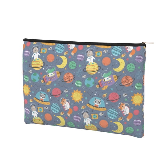 Rocae Cartoon Space for Cosmetic Bags for Women Paper Reusable Cosmetic Bag Travel Toiletry Organizer Capacity Multipurpose Zipper Pouch
