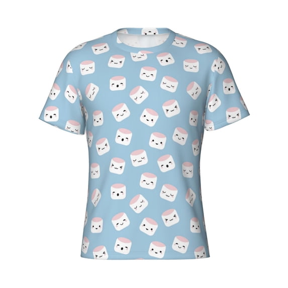 Rocae Cartoon Sushi for Men's Moisture-Wicking Crew Tee - T-Shirt for Sports, Outdoor Activities, and Casual WearLarge