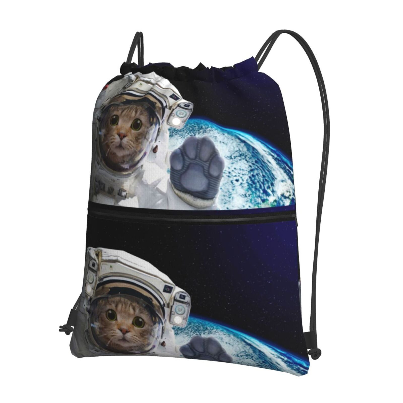 Rocae Cat Astronaut for Drawstring zipper Backpack Gym Backpack Bag for ...