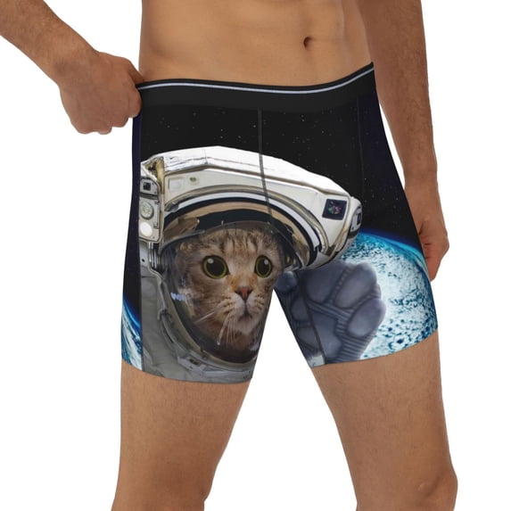 Rocae Cat Astronaut for Stretch Moisture-Wicking Underwear,Men's Underwear Boxer Briefs XX-Large