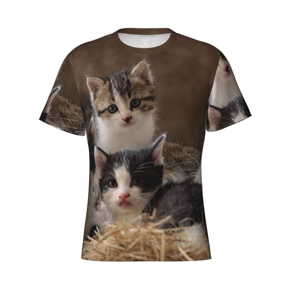 Rocae Cat Family for Men's Moisture-Wicking Crew Tee - T-Shirt for Sports, Outdoor Activities, and Casual WearXX-Large