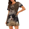 thumbnail image 1 of Rocae Cat Family for Nightgowns for Women Sleep Shirts Short Sleeve Nightshirt Pullover Nightdress, 1 of 6
